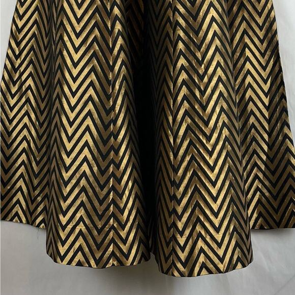 Gajra Gang Black W Metallic Bronze Chevron Event Party Maxi Skirt NWOT Size 8 - Picture 6 of 11